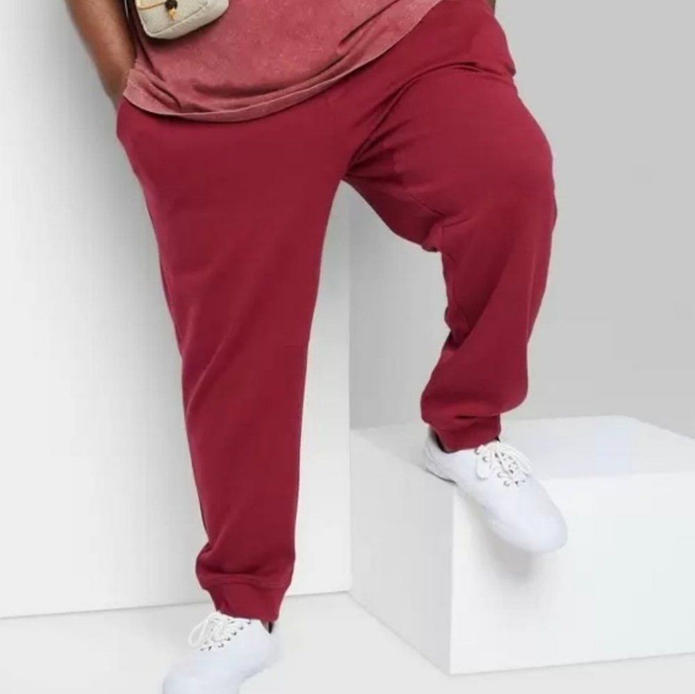 New! Original Use Men's Big & Tall Knit Jogger Pants Red